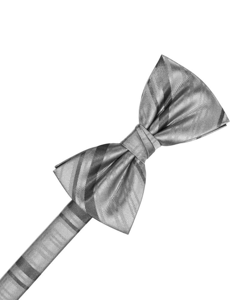 Silver Striped Satin Bowtie