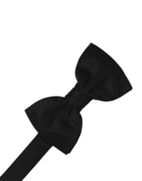 Black Solid Satin Bowtie