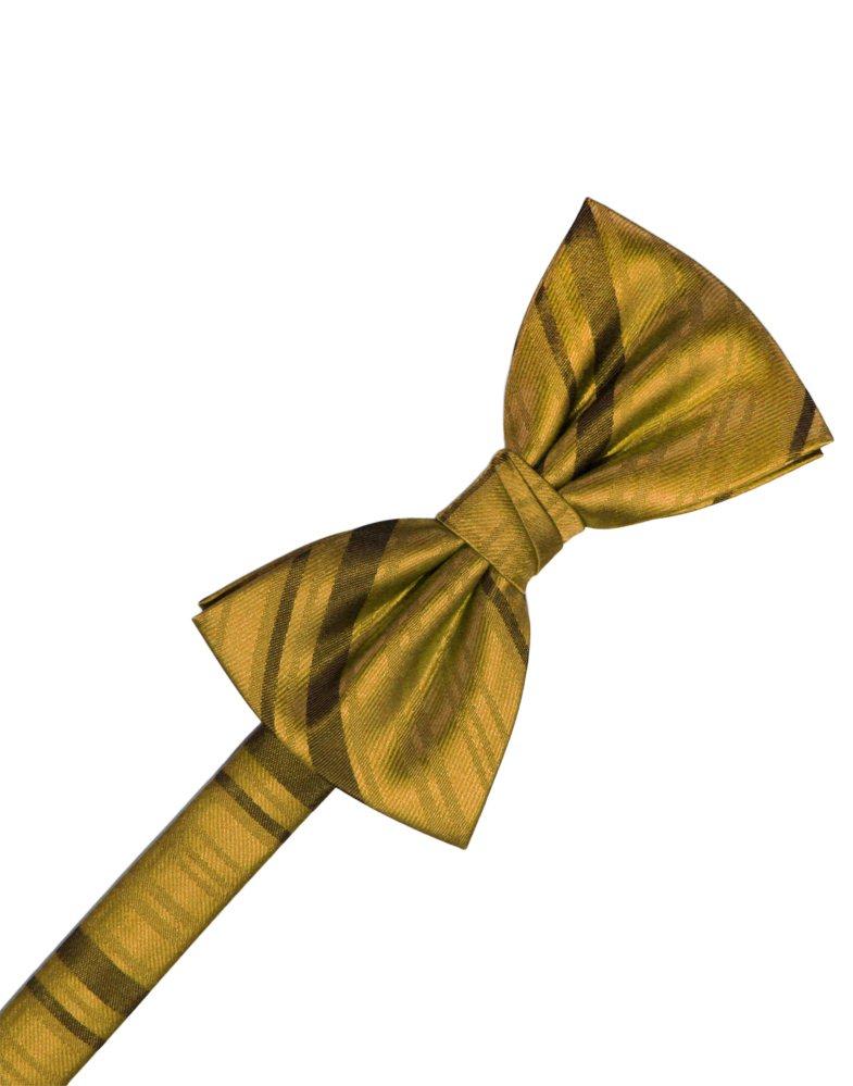 New Gold Striped Satin Bowtie