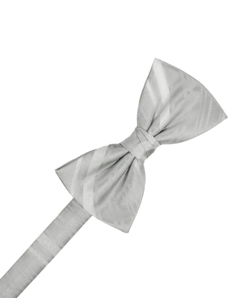 Platinum Striped Satin Bowtie