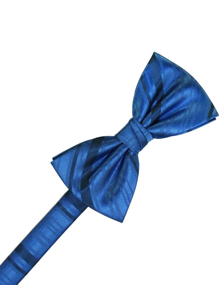 Royal Blue Striped Satin Bowtie