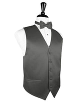 Charcoal Solid Satin Vest