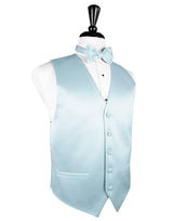 Light Blue Solid Satin Vest