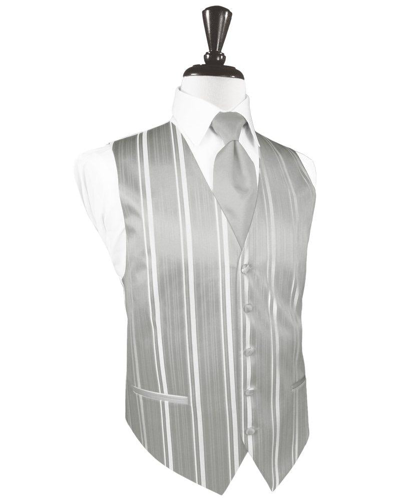 Platinum Striped Satin Vest